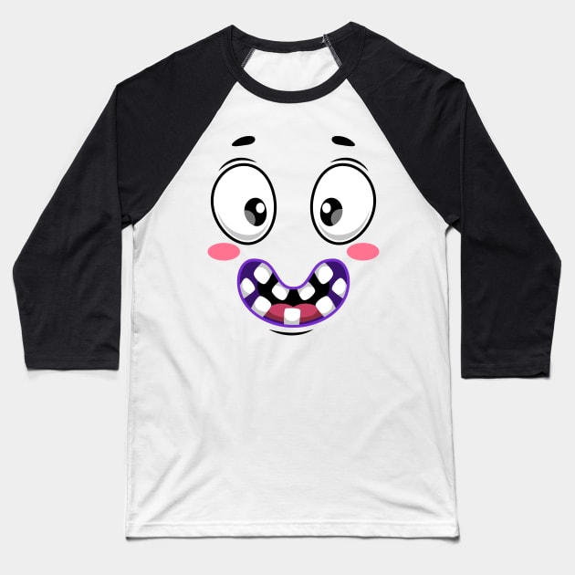 Creepy and cute face Baseball T-Shirt by Fun Planet